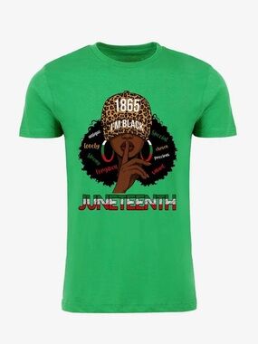 Women Juneteenth Green Graphic Tee - "1865 I'm Black"